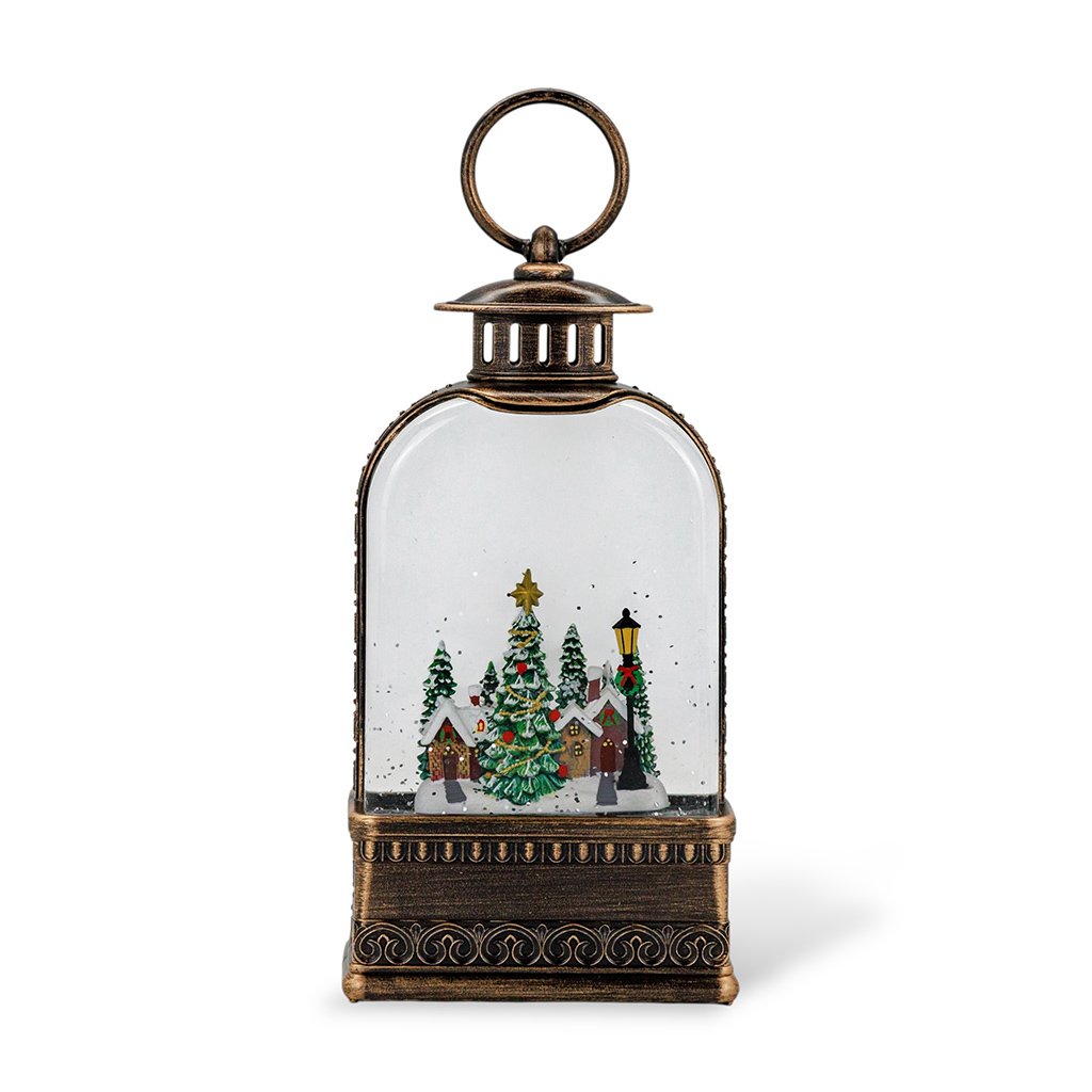 Снежный шар с автоподдувом, подсветкой и музыкой Фонарь Зимний город 24,5 см | Интернет-магазин Кактус