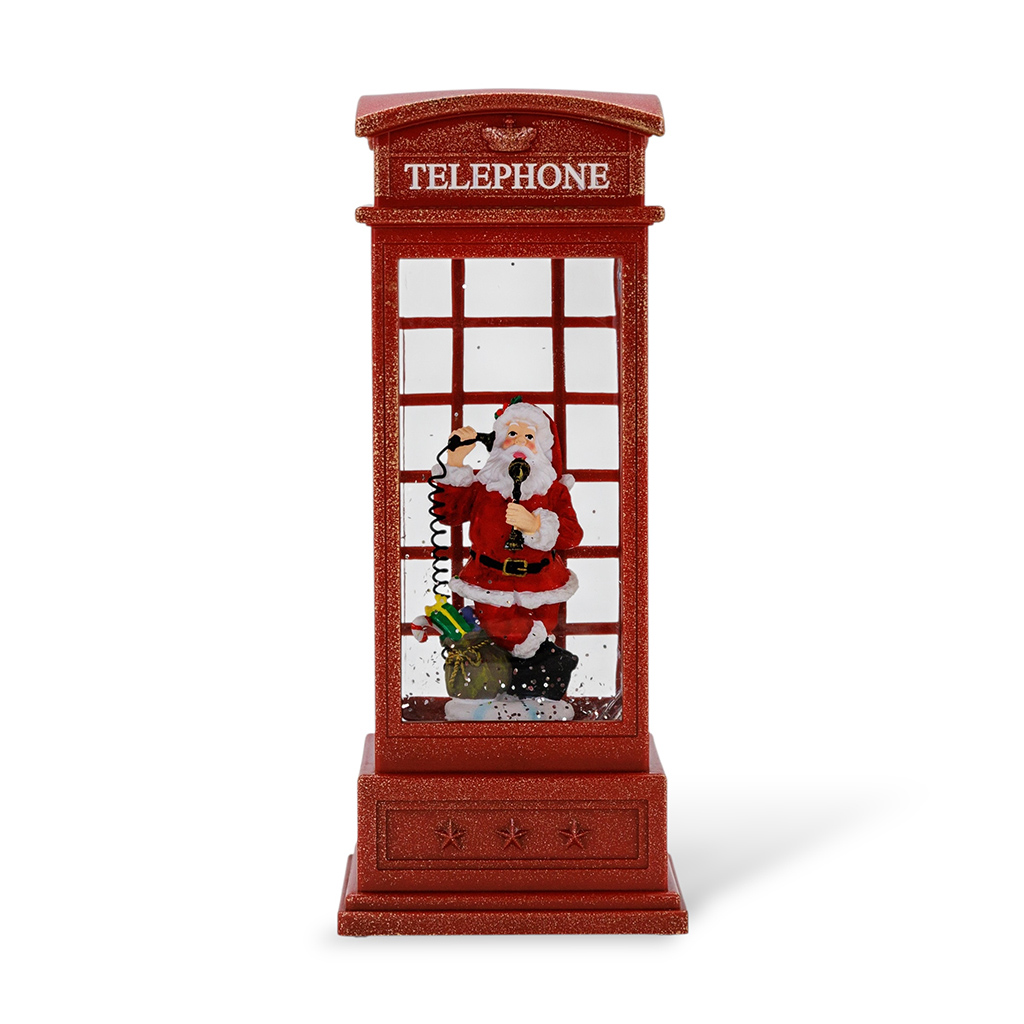 Снежный шар с автоподдувом, подсветкой и музыкой Телефонная будка с Сантой 24,6 см | Интернет-магазин Кактус