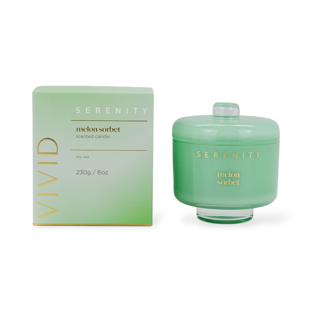 Свеча в стеклянном подсвечнике Vivid Сорбет из дыни зеленый 230г | Интернет-магазин Кактус
