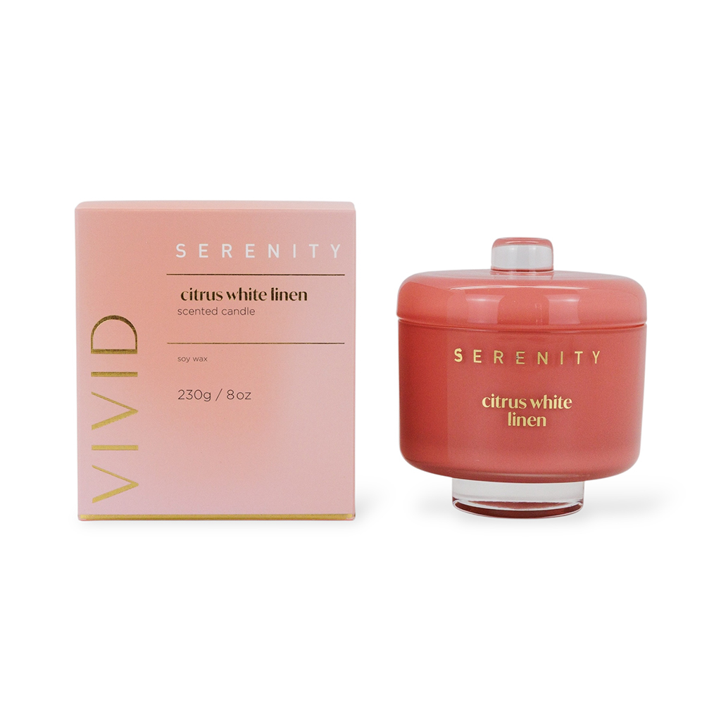 Свеча в стеклянном подсвечнике Vivid Свежий цитрус розовый 230г | Интернет-магазин Кактус