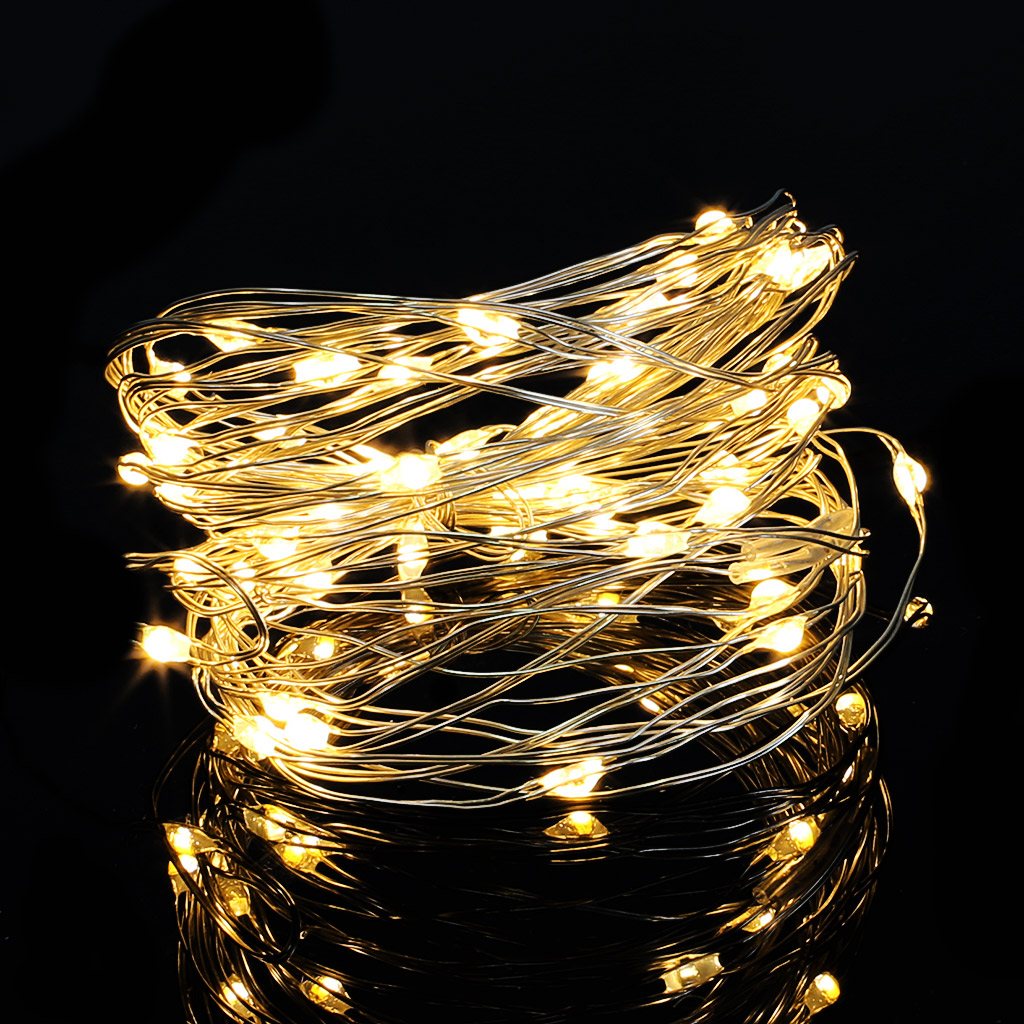 Гирлянда на батарейках с таймером 50Led 5м теплый белый | Интернет-магазин Кактус