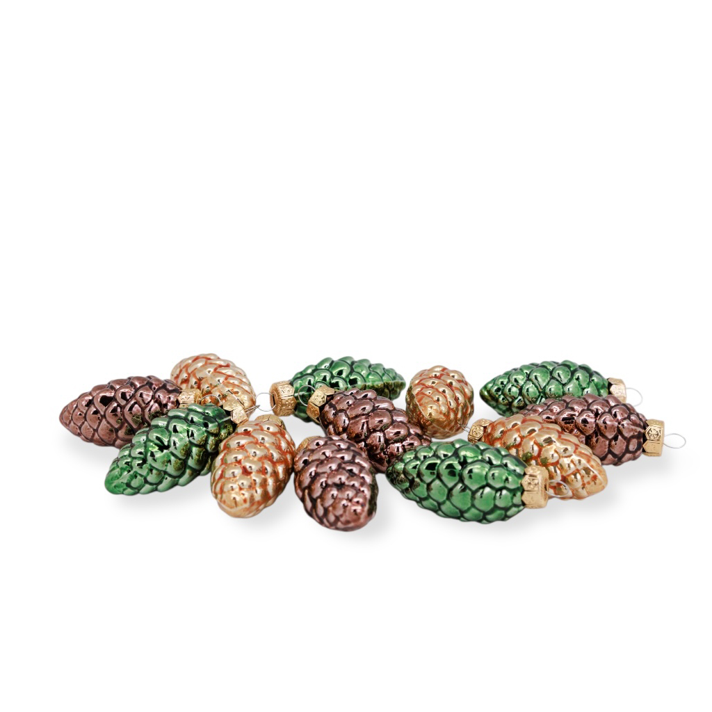 Набор елочных игрушек Шишки 5см 12шт зеленый, коричневый | Интернет-магазин Кактус