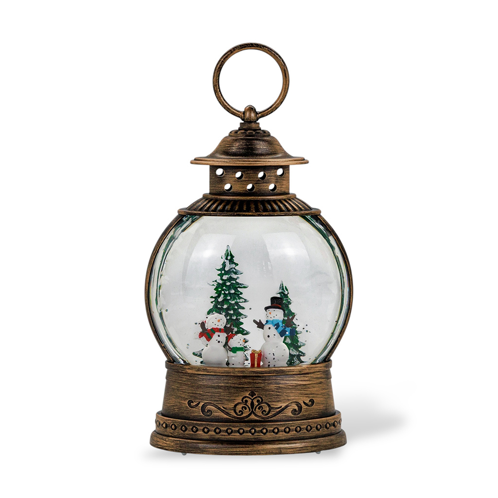 Снежный шар с автоподдувом, подсветкой и музыкой Фонарь со снеговиком 24,5 см | Интернет-магазин Кактус